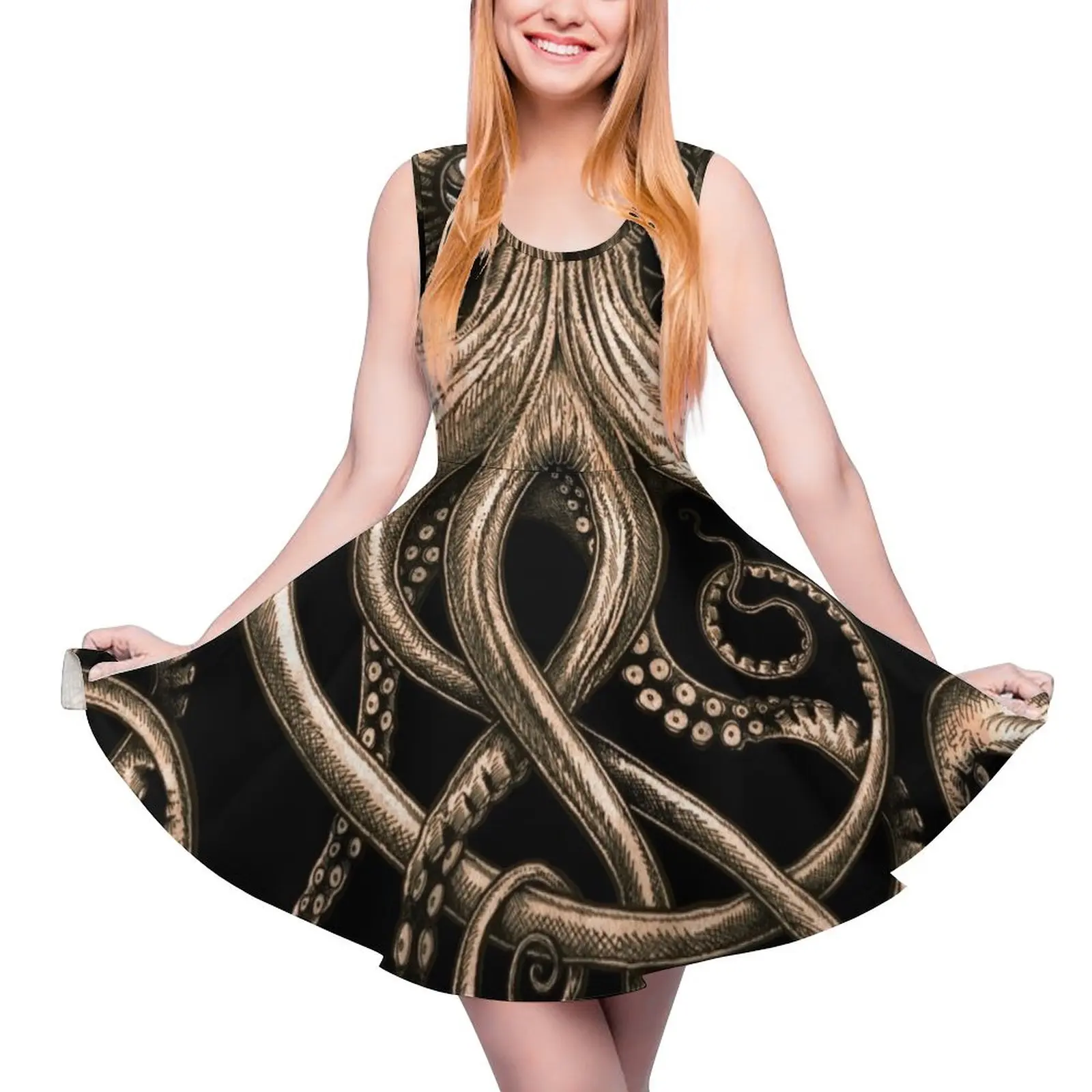 Bronze Kraken Sleeveless Dress purple dress dresses for womens