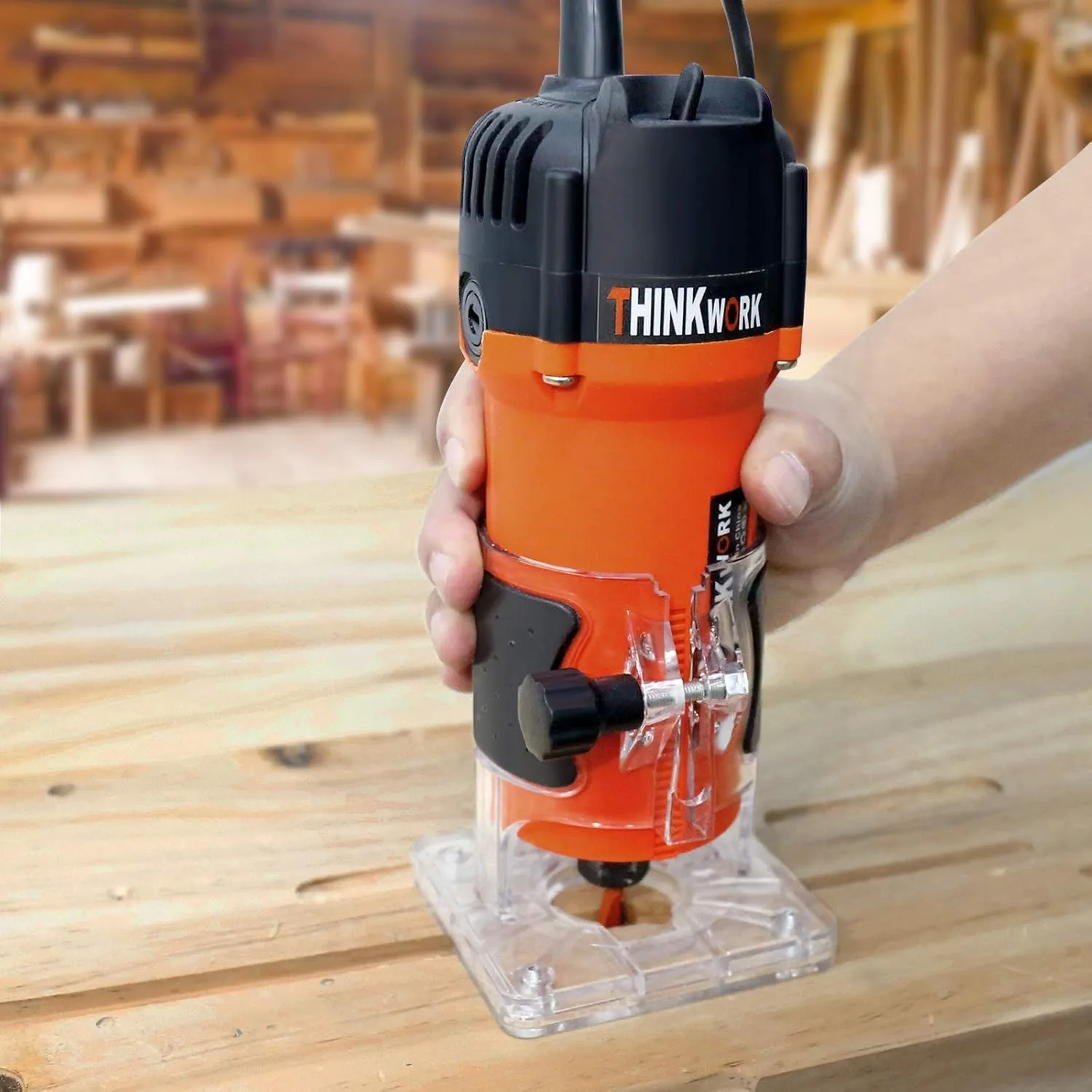 Compact Router, 6.5-Amp 1.25 HP Compact Wood Palm Router, Wood Trimmer with 15 pieces 1/4" Router Bits Set, 30000R/MIN