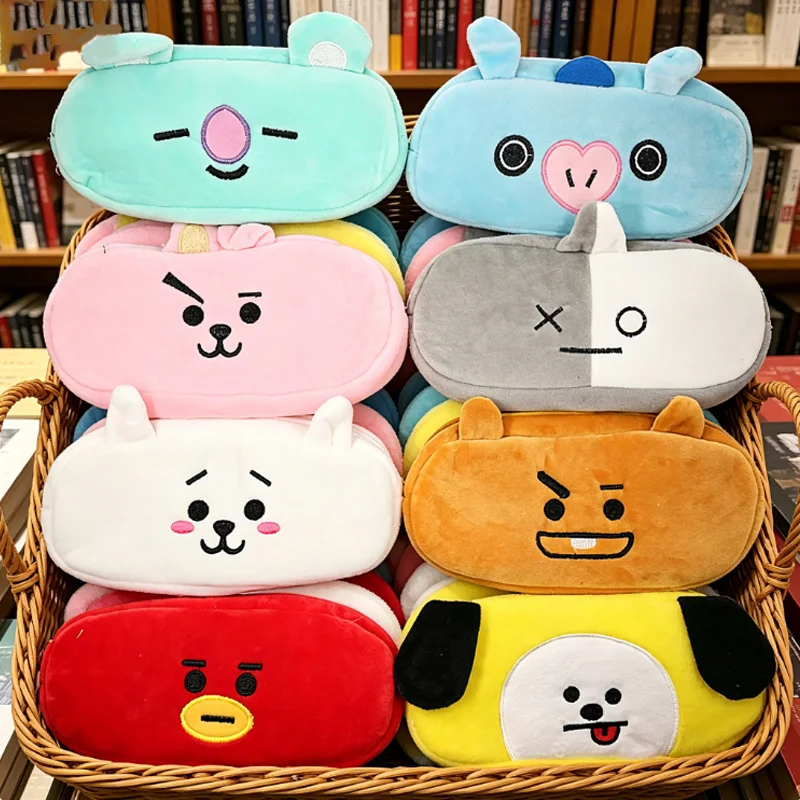 BT21 Stiftetasche Kreative Tier-Stifttasche Dünne Bedruckte Rechteckige Aufbewahrung für Schreibwaren, Lernmaterialien und Make-up