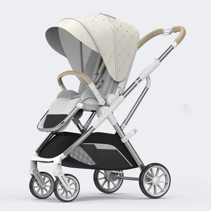 Fashion High View Baby Stroller Ergonomics Seat Bassinet For Newborn Portable Baby Pram One Hand to Recline Basket Pushchair