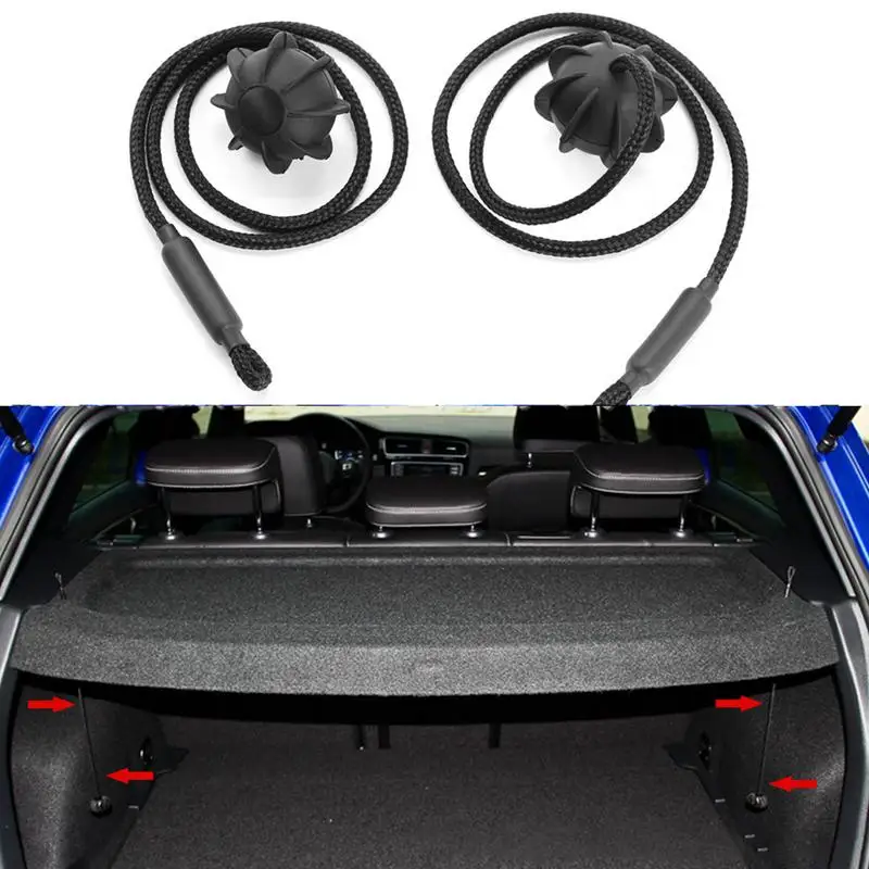 2Pcs Car Trunk Ball Holding Cord Rear Shelf Straps Vehicle Tailgate Lanyard Trunk Storage Package Tray Lid Rope Nylon Lanyard