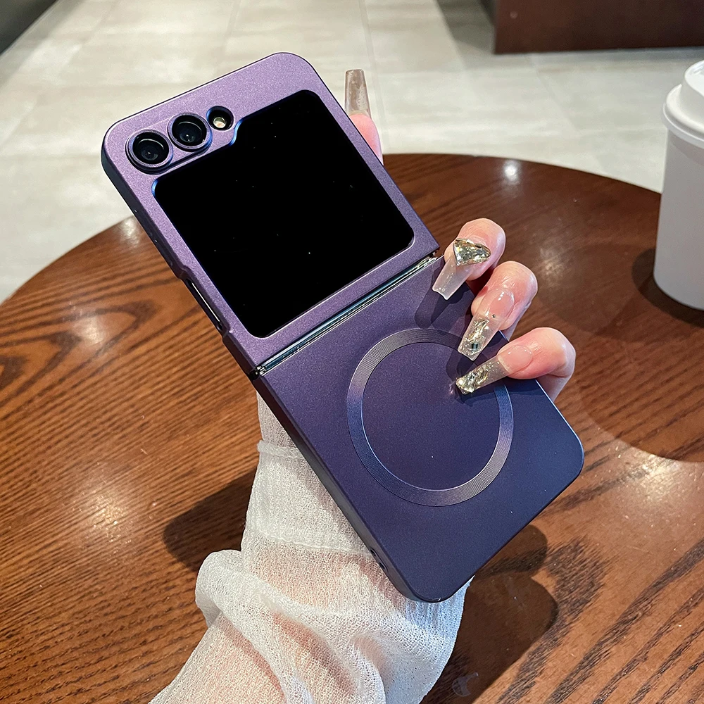 Matte Glass Lens Shockproof Magnetic Case with Magsafe Wireless Charging and Metallic Paint Finish