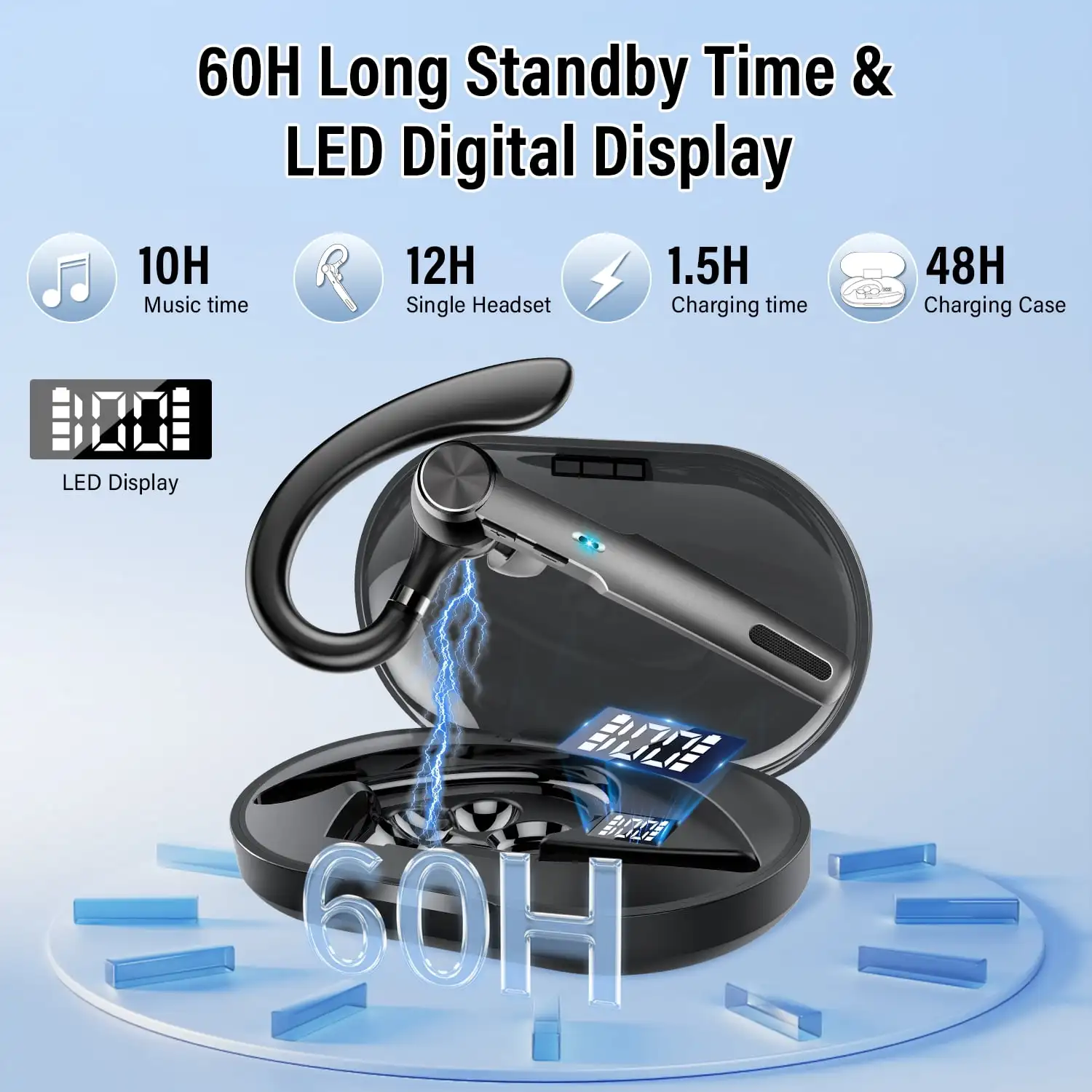 سماعة بلوتوث أذن واحدة مع ميكروفون ENC مع صوت ستير...