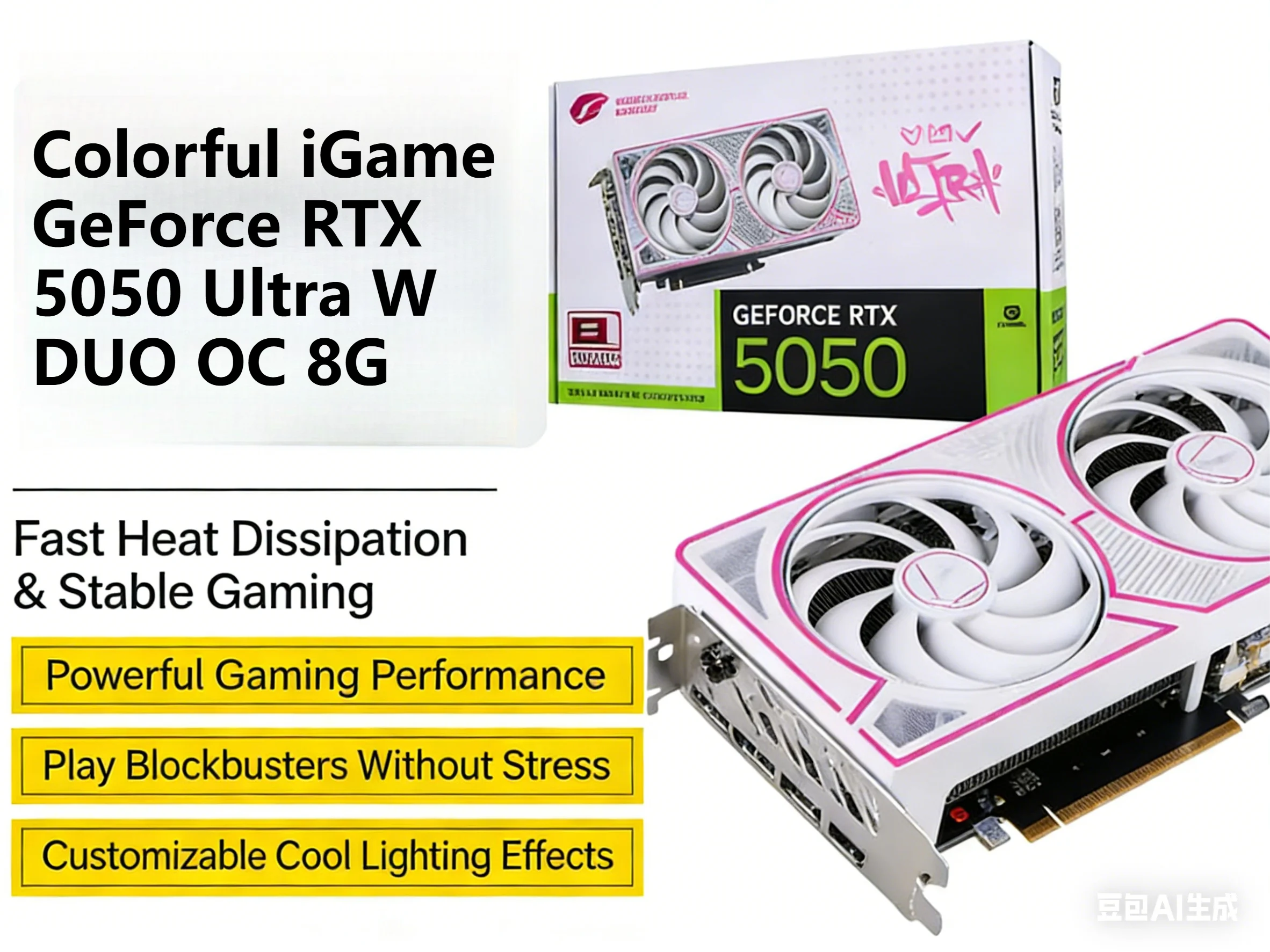 כרטיס מסך מקורי צבעוני iGame NVIDIA GDDR6 GeForce RTX 5050 Ultra W DUO OC 8GB 128Bit למחשב גיימינג שולחני, רכיבי מחשב