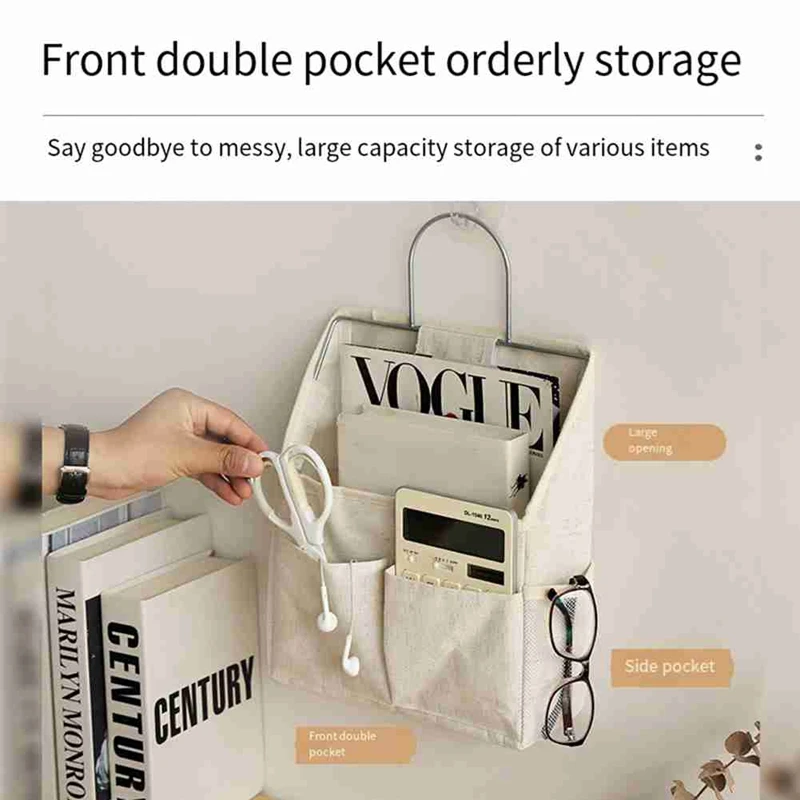 A01F-Hanging Storage Bag On Dormitory Wall Wall Door Wardrobe Desktop Fabric Bag CD Magazine Organization Basket