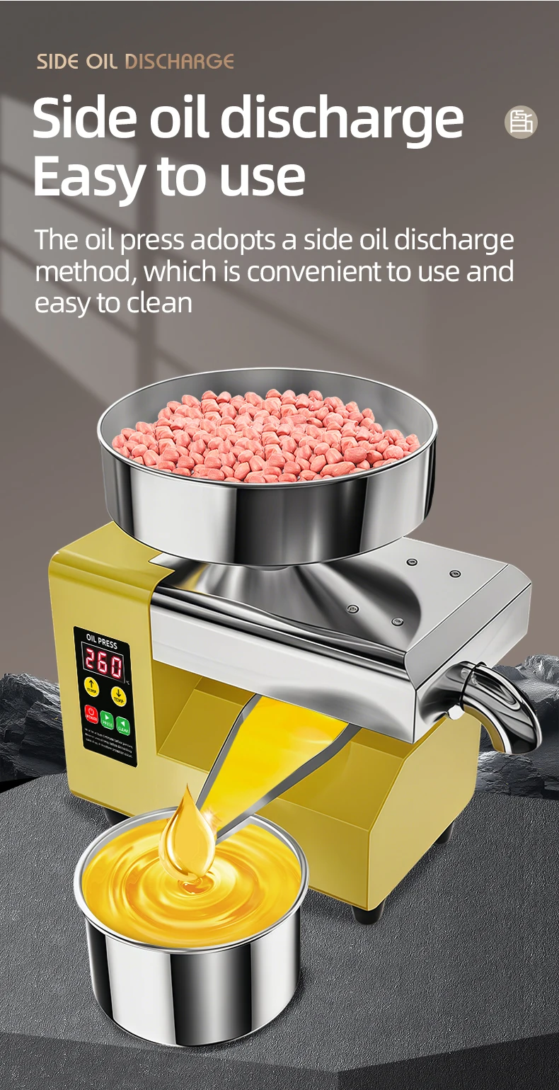 Description Picture 4 of itemCold/Hot Press Oil Machine, Automatic Electric Oil Press for Home Use, Extractor for Peanut/Sesame/Coconut/Olive Stainless Steel