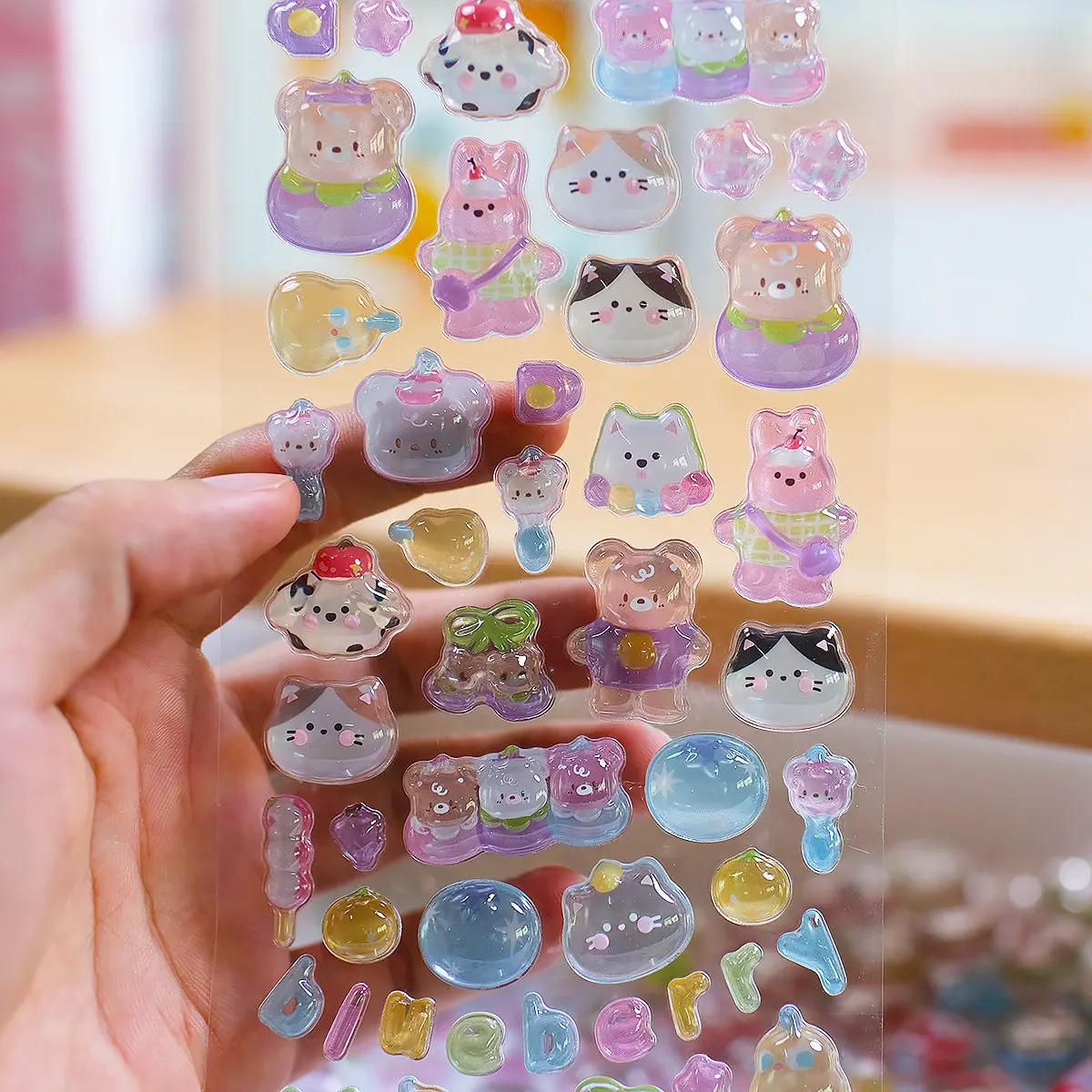 1 pc/4 pcs Cartoon Fruit Diary Drop 3D Relief Stickers Scrapbooking DIY Journaling Stationery Diary Decor School Cute Stickers