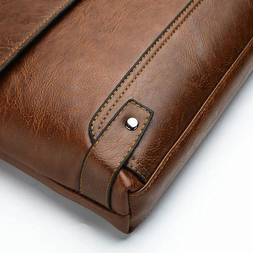 Neue Retro Herren Business-Aktentasche Wasserdichte Tragetasche Laptop-Umhängetasche Messenger Crossbody-Tasche PU-Leder Computertasche – Detail 2