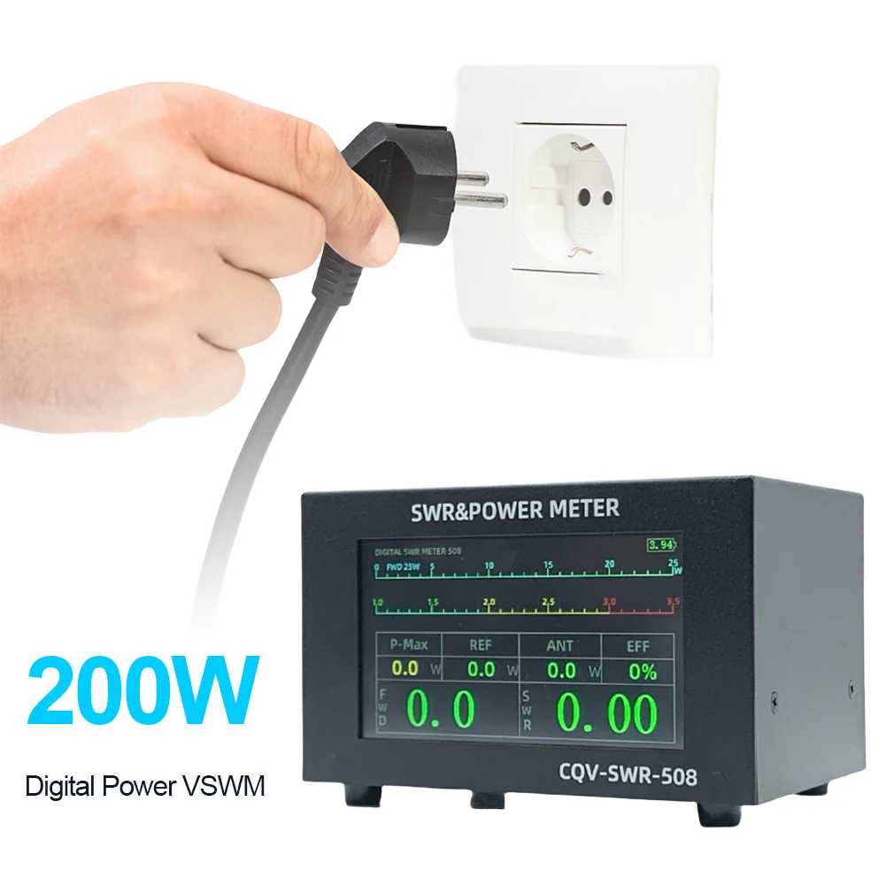 

120W Digital Power Standing Wave Meter High Standing Wave Alarm 1.8-54Mhz SWR & Power Meter 4.3in IPS Touchscreen