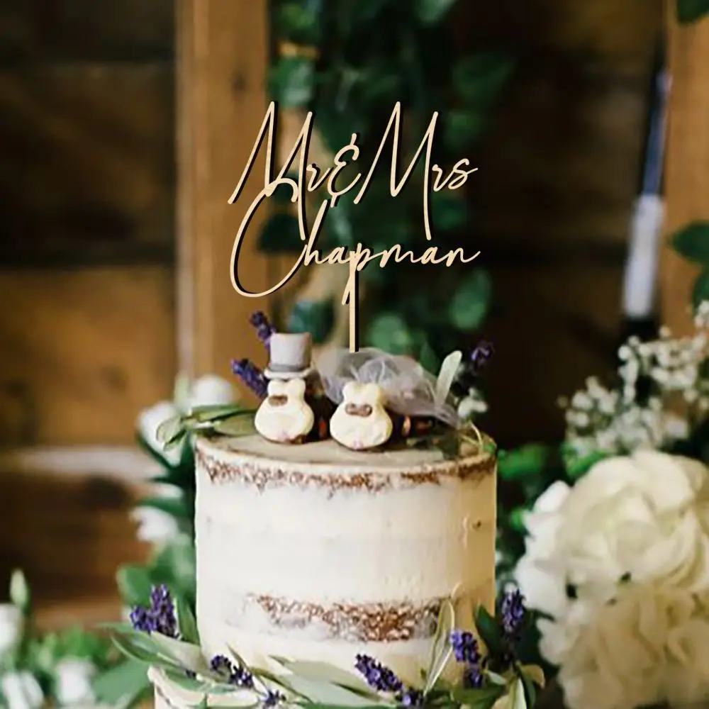 Vehfa Décoration De Gâteau En Bois Rustique Pour Mariage