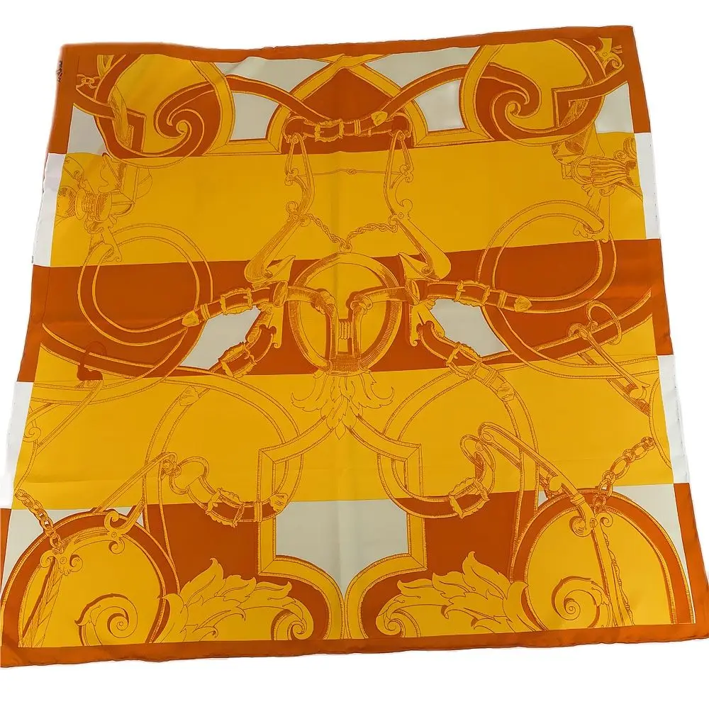 

90cm Foulard Twill Silk Square Scarf Belt Printed Women Shawl Brand Hijab Handmade Curled Head Scarves For Lady Four Seasons