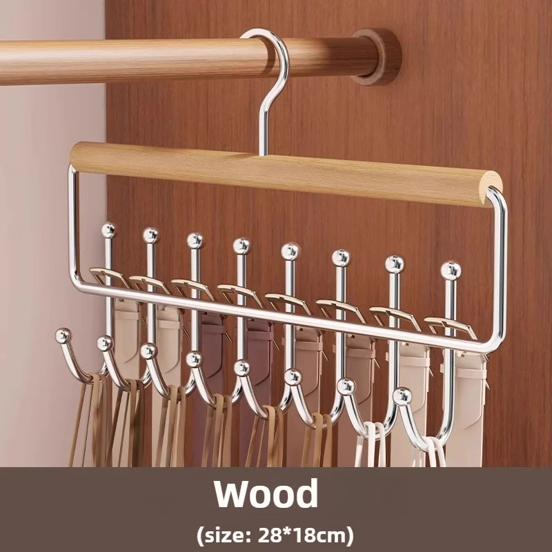 Multifunctional Solid Wood Hook Wardrobe Drying Rack and Storage Hanger