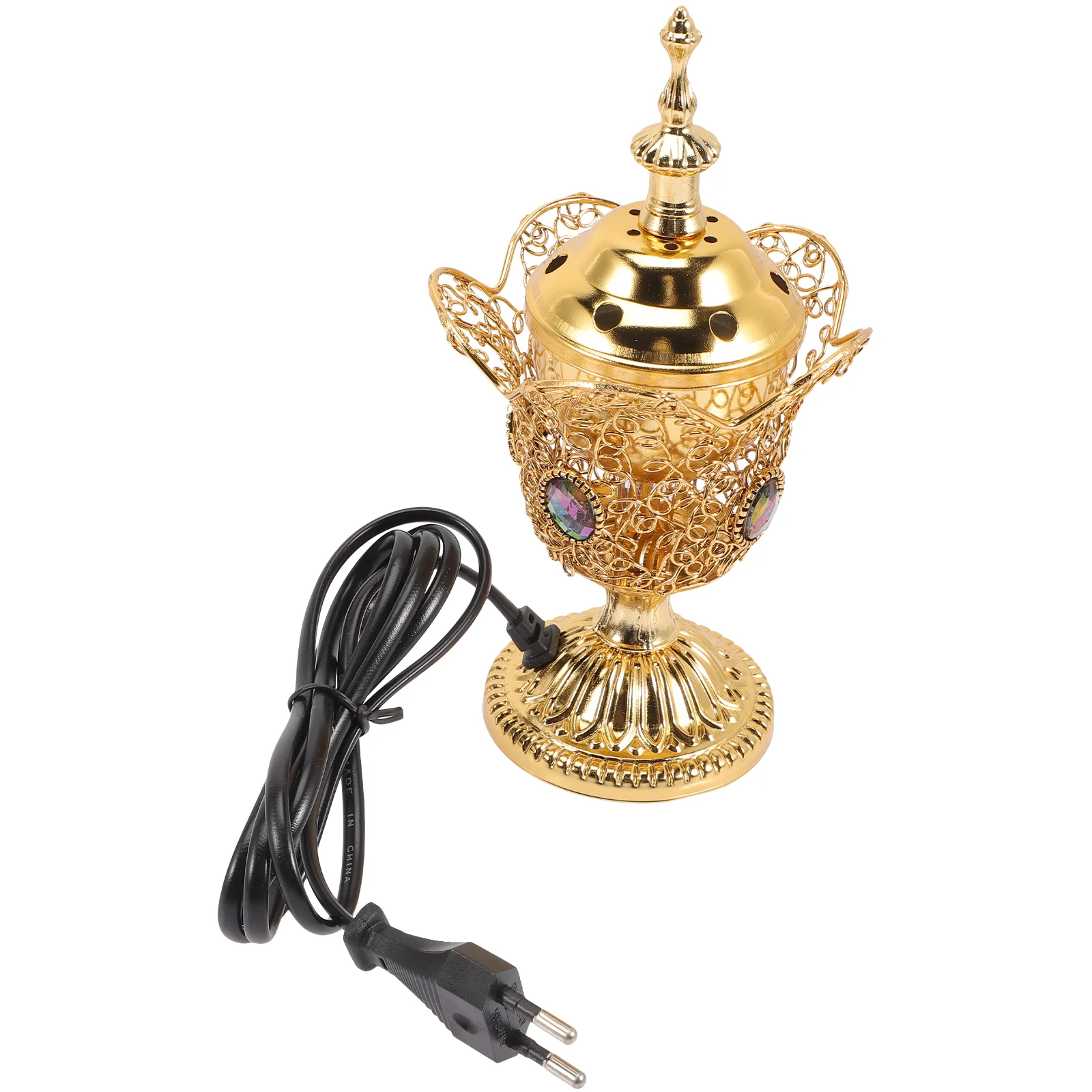 

Electric Middle East Church Censer Metal Incense Burner Vintage Incense Burner Vintage Sandalwood Incense Burner(EU Plug)