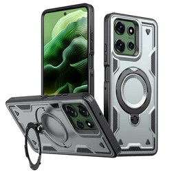 Enhanced Magnetic Phone Case with Rotating Ring Holder and Hard Shell Design for Motorola G Play (2025) (Grey)