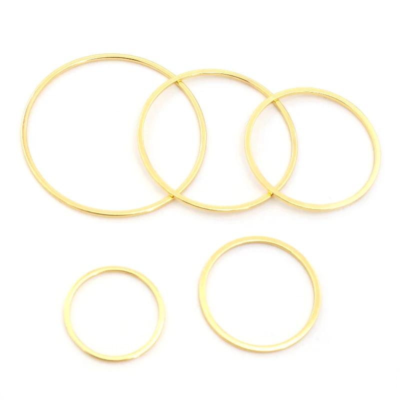 Earring Findings 20pcs 15/20/25/30/35/40mm 316 Stainless Steel Gold Plated Big Circle Ear Wire Hoops Pendant DIY Jewelry