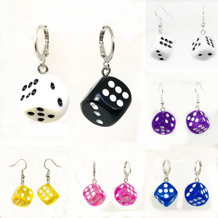 Drop Earrings 3D Dice Acrylic Drop Earrings Fun Game Casino Candy Color Earrings Women's Party Personality Jewelry Gifts for Gamblers drop earrings dangle earrings acrylic earrings