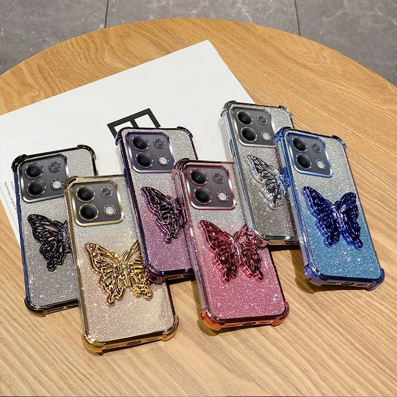 Elegant 6D Plated Butterfly Holder Shockproof Glitter Phone Case