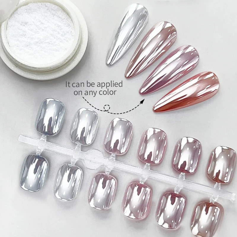 Aurora Silver Metallic Mirror Nail Powder – Chrome Glitter Effect