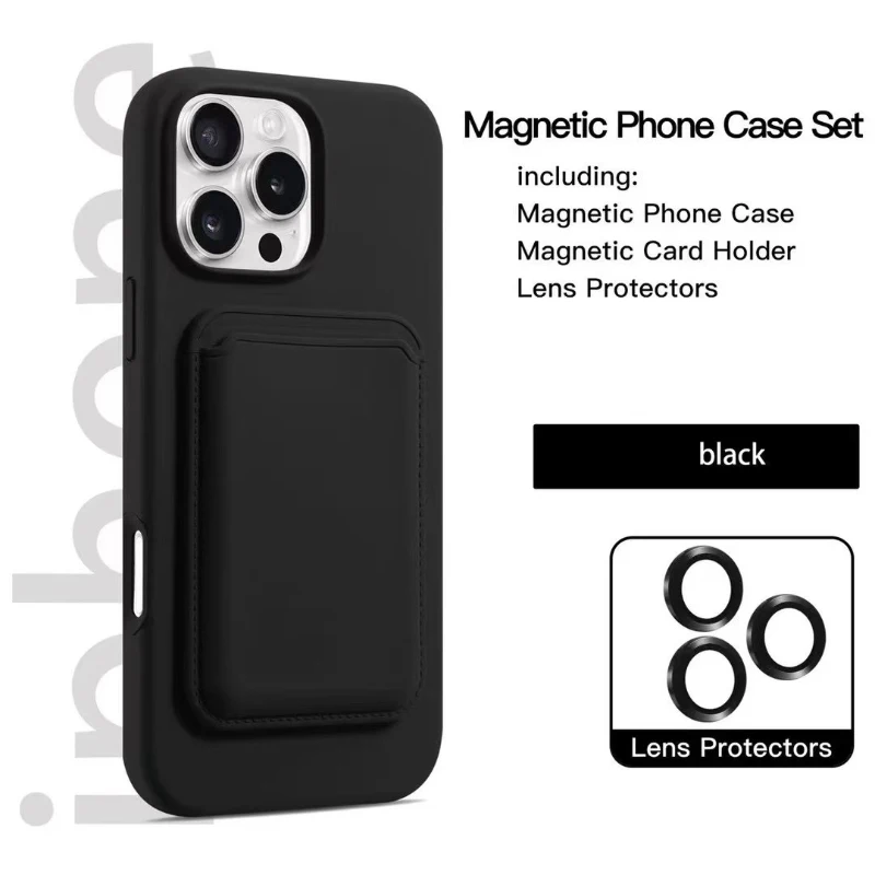 Magsafe Magnetic Wallet Card Slot Luxury Silicone Phone Case - Solid Color