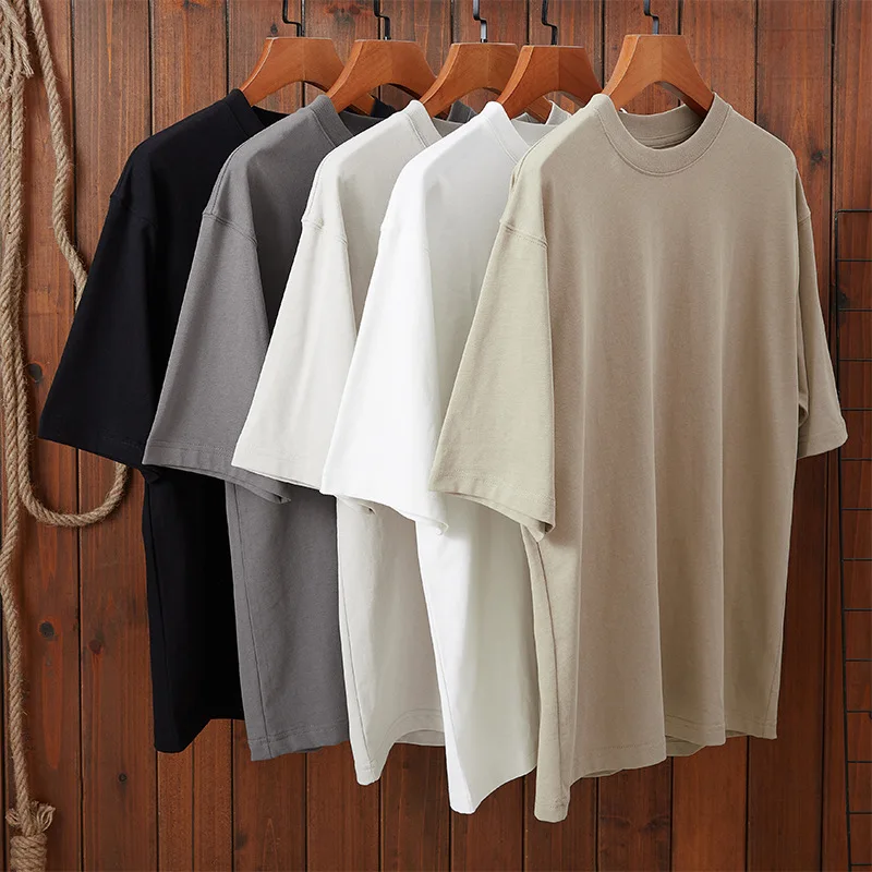 Amekaji Vintage T Shirt Men 2023 Summer New 250G Cotton Lage Size Loose