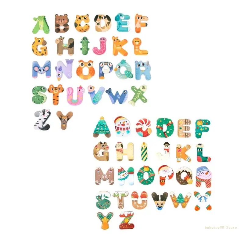 

Y4UD Magnetic Fridge Letters Toy Game English Words Educational Puzzle Game for Children Kids Development Wood Toy