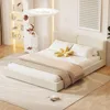 Queen Bed Frame, Modern Upholstered Bed Frame with Velvet Fabric, Grounded Bed with Solid Frame/No Box Spring Needed (Beige) 1