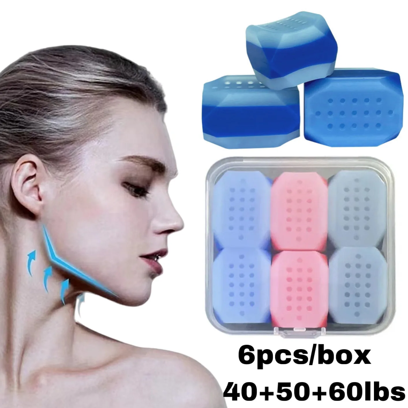 3Colors/Box 40/50/60lb Jaw Exerciser Ball Men Wonem Facial Exerciser Face Muscle Trainer Workout Fitness Equipment