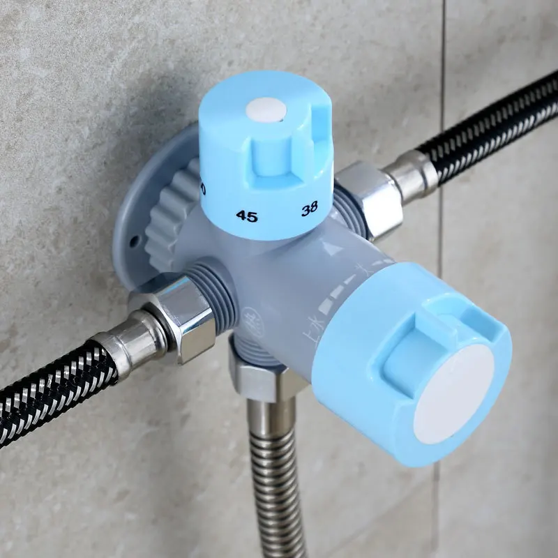 ABS Thermostatic Valve Simple Bathroom Shower Bath Hot And Cold Water Mixing Valve Faucet 6