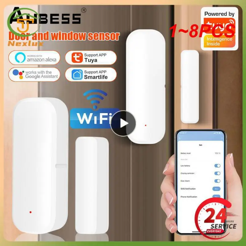

1~8PCS Tuya Smart WiFi Door Sensor Window Sensor Door Magnetic Alarm Detector Independent Magnetic Sensor Work with Alexa