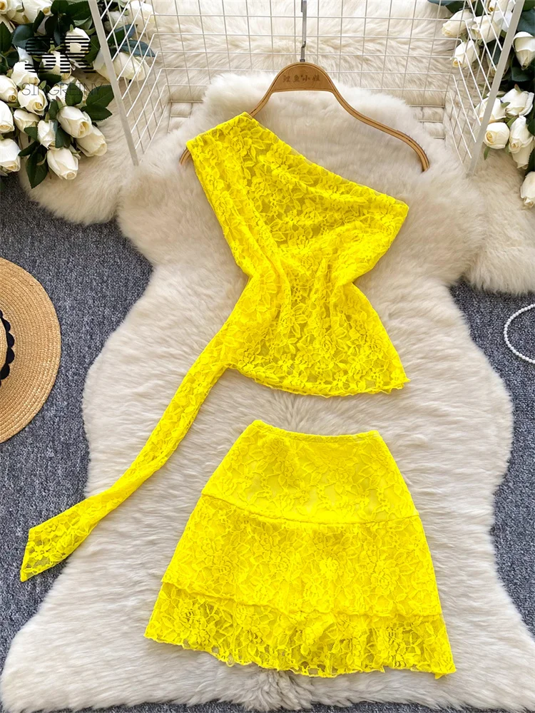 I Woke Up Like This Red Feather Lace Set with Embellished Buttons & Feather Cuffs