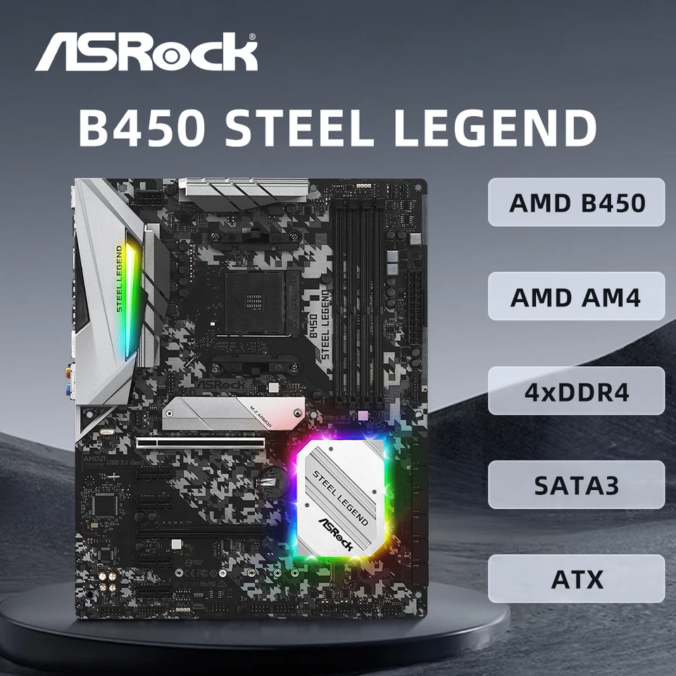 ASRock B450 Steel Legend Motherboard Support R9 5950X R7 5800X3D
