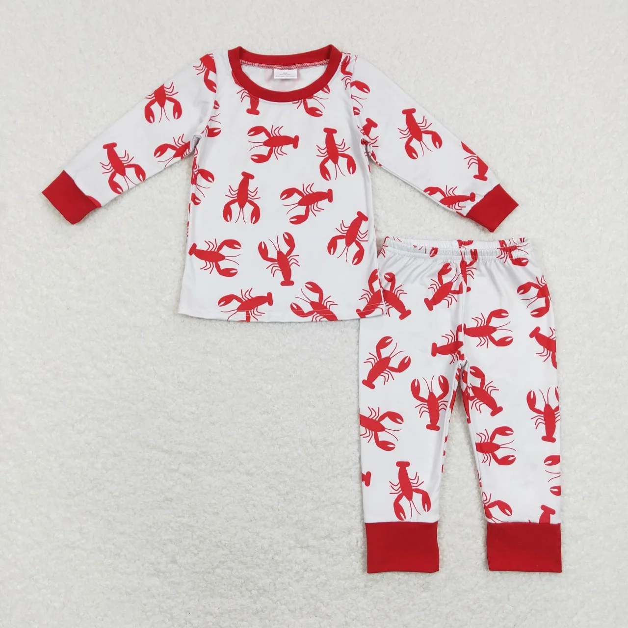 Baby Boy Toddler Sleepwear Outfit Infant Long Sleeves Crawfish T-Shirts Pants Nightwear Children Kids Pajamas Set