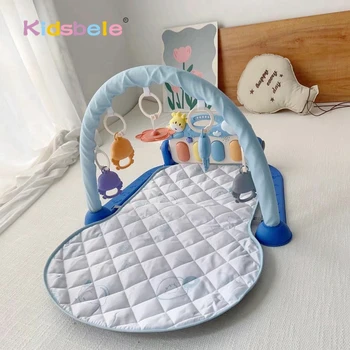 Attività di gioco per bambini Palestra con sonagli appesi per pianoforte Tappetino per pancia imbottito morbido Apprendimento sensoriale Montessori Regalo di Natale per neonato