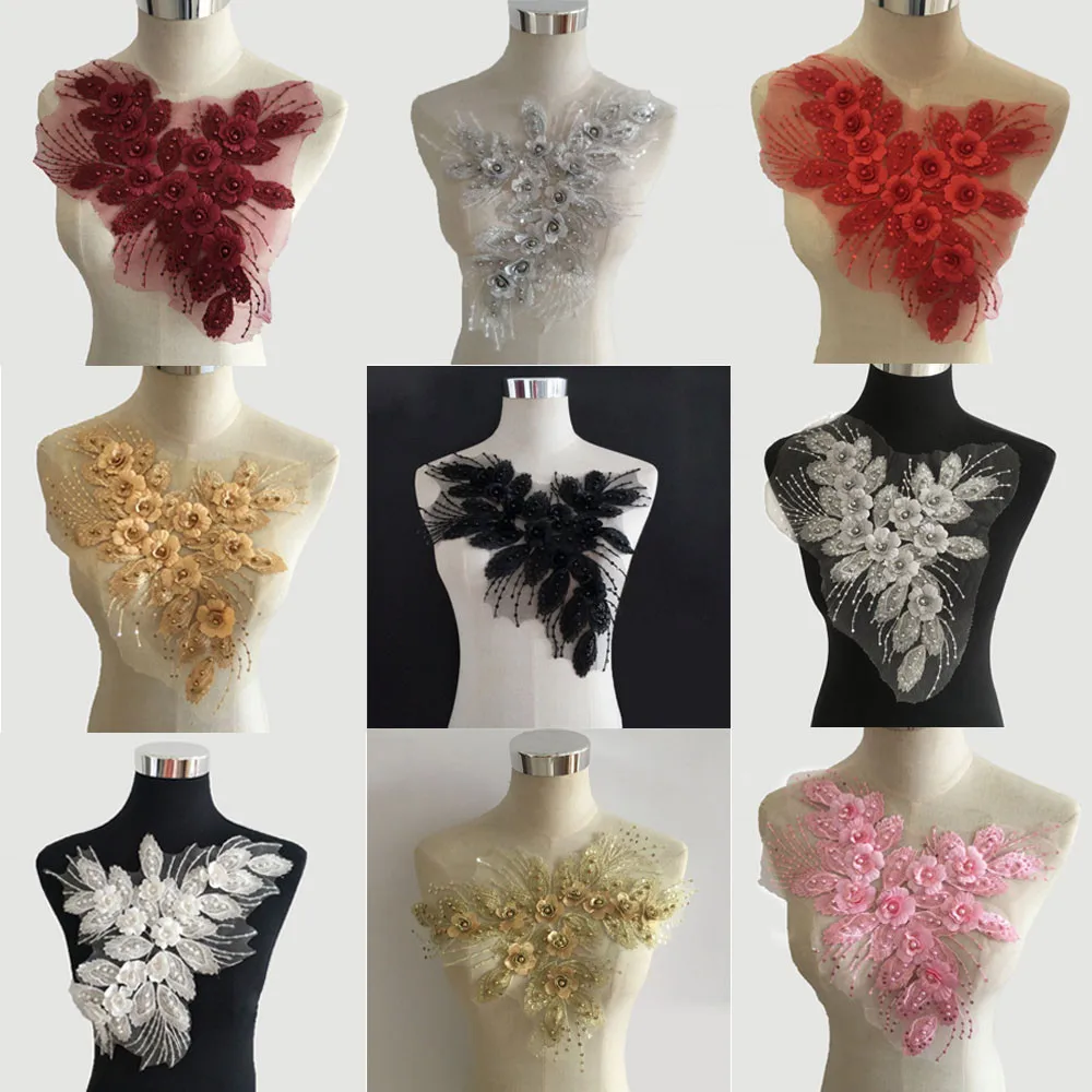 

3D Imitation Pearl Lace DIY Collar for Women Dress Embroidery Collar Fabric Sewing Neckline Decoration Clothes Appliques