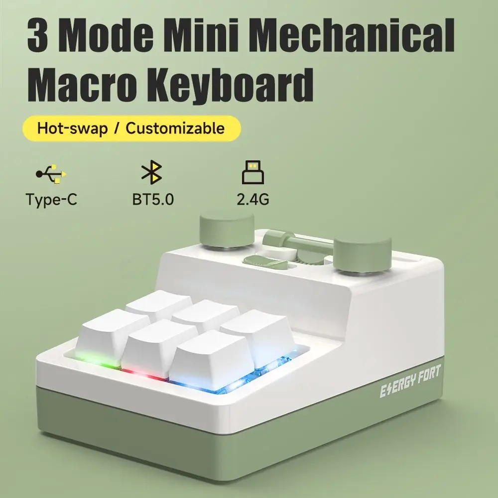 

Gaming Accessories Keypad Mechanical 3 Mode 6 Keys 2 Knob Bluetooth RGB Macropad Programmable Custom Macro Keyboard