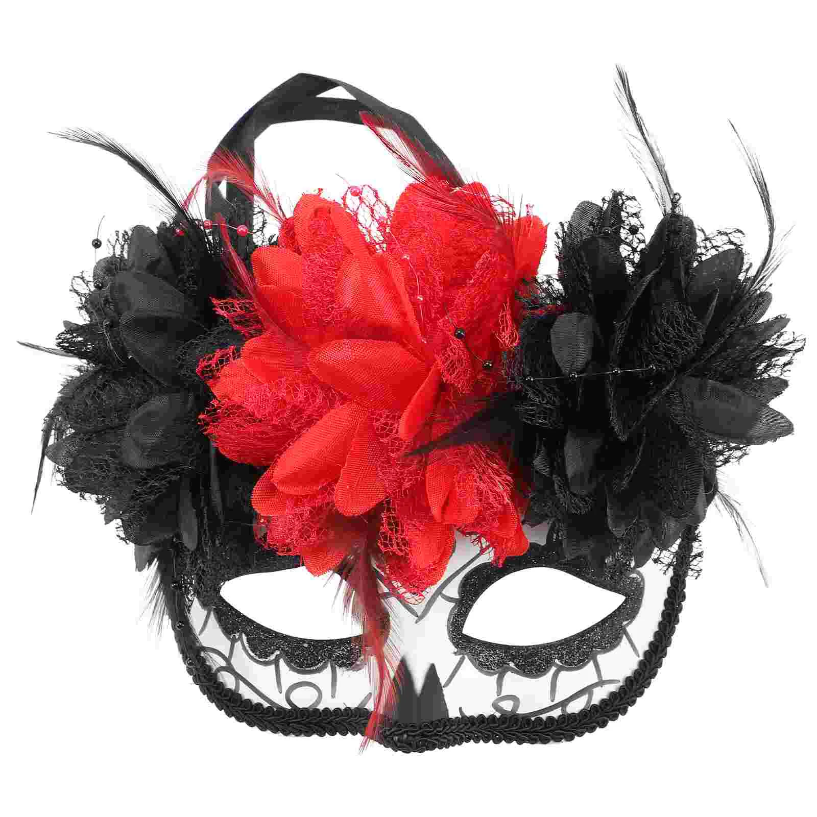 

Masquerade Party Decorations Mask Day of The Dead with Flower for Women Costume