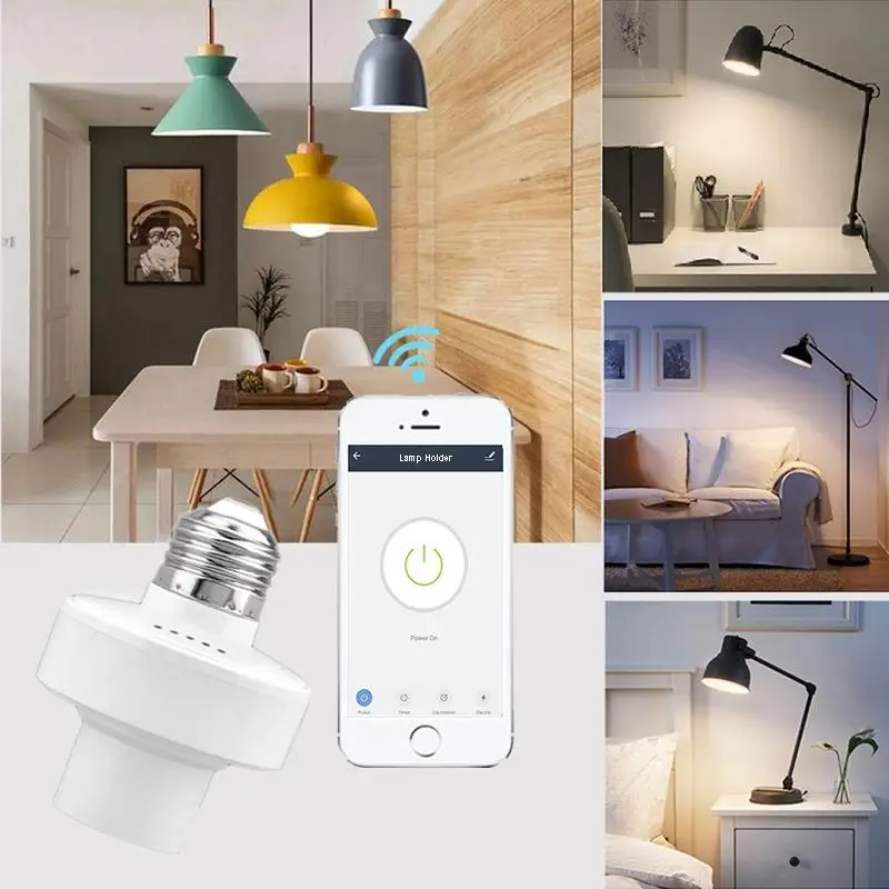 QIACHIP 2.4g Smart Remote Control Light Socket E26 E27 Bulb Socket Adapter, Ewelink Bluetooth Smart Lamp Holder, Ewelink App Remote Control Timing