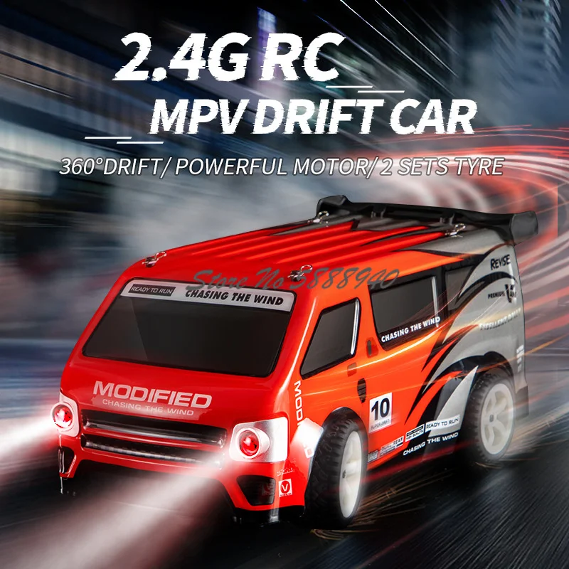 1:16 4WD MPV Electric Remote Control Truck Model 2.4G Angel Eye Headlight 360° High Speed Drift RC Car Truck With Dual Set Wheel 3