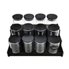 Round Glass Storage Jars, Black Bamboo Cover, Sealed Glass Bottle, Kitchen Seasoning Tank, 175ml, 12 Units 5