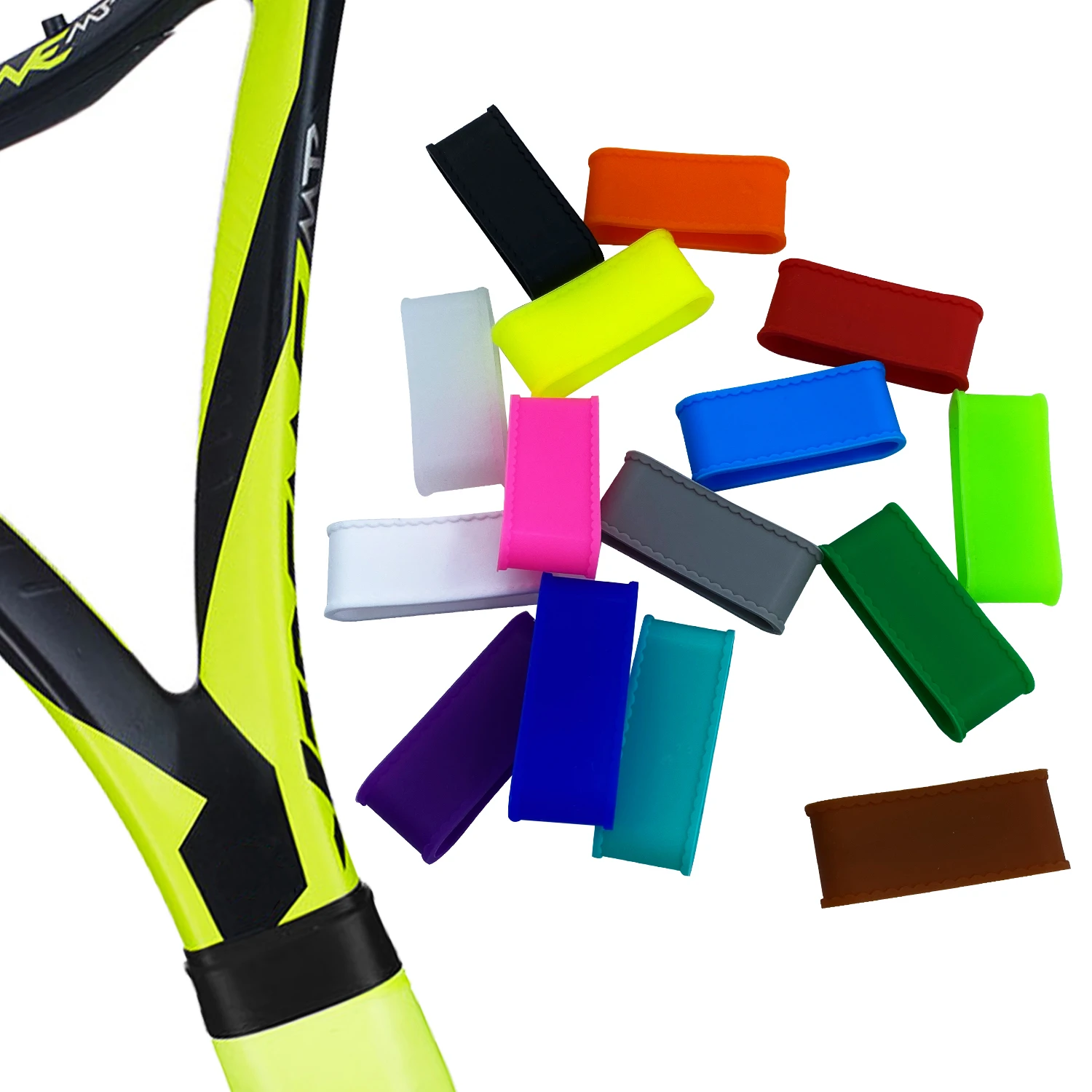 15PCS Tennis racket handle, silicone ring, multi-color fixed tennis grip, rubber ring