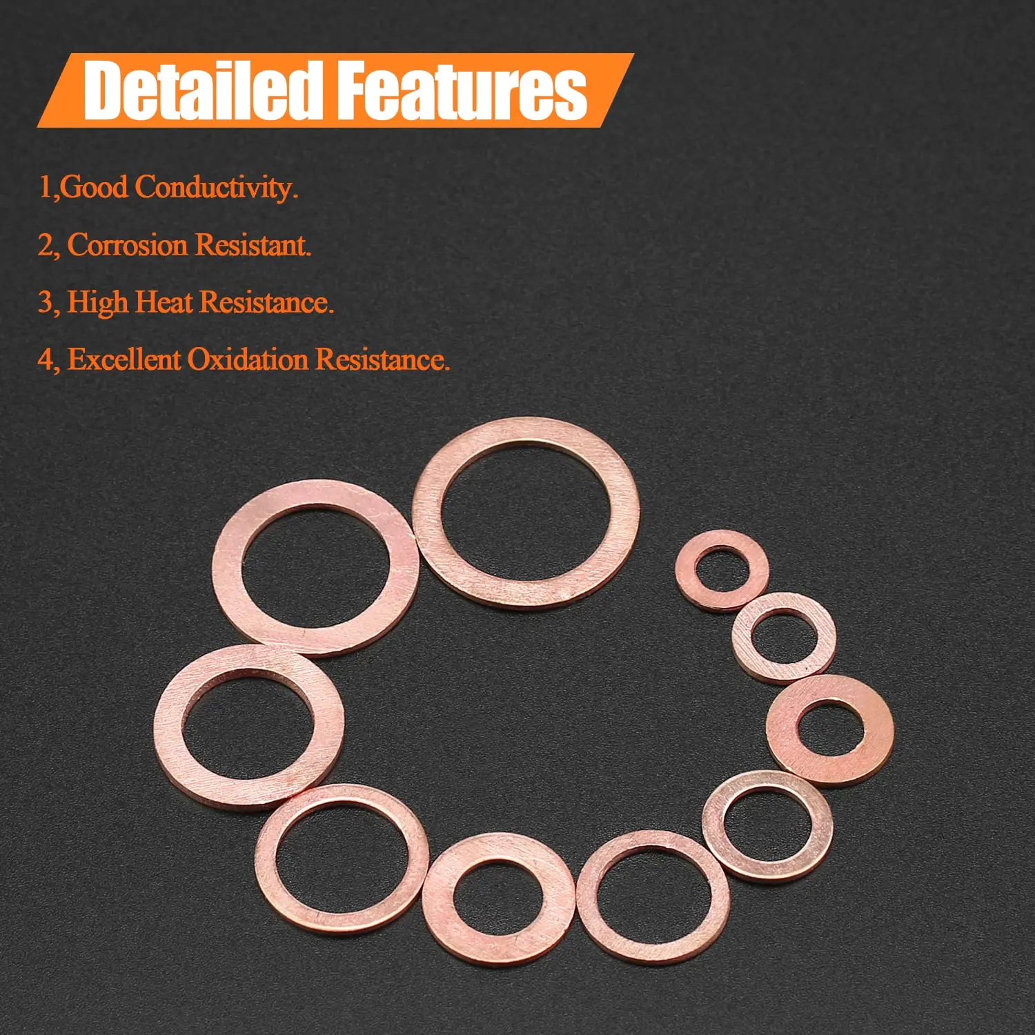 Copper washer set 50/100/120 Pcs m4 m5 m6 m8 m10 m12 m14 for sump plugs