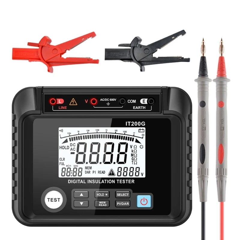 MESTEK Megohm Meter 1MΩ-200GΩ 저항 테스트 미터 디지털 절연 저항 테스터 LCD 디스플레이 Megohmmeter