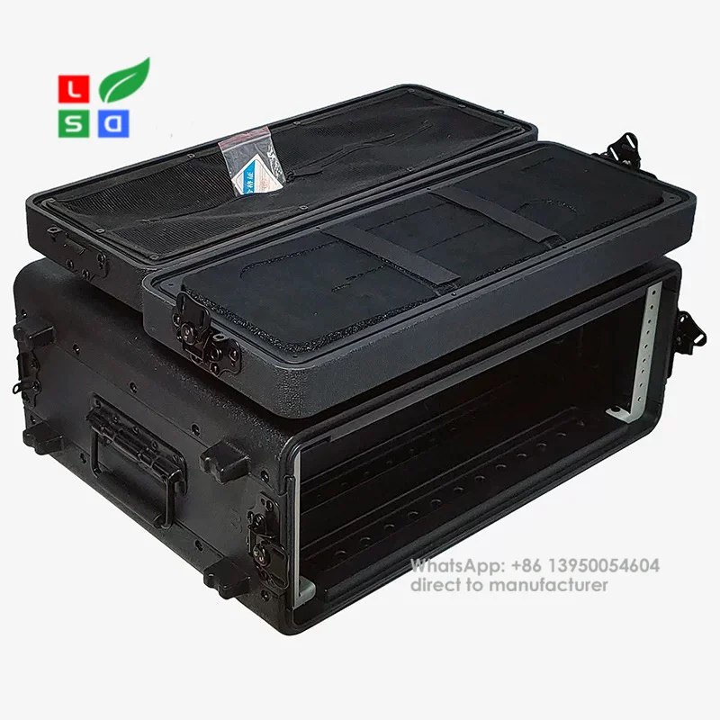 3U Rack Case, 19 Rackmount, Waterproof, Black, Customized Foam, Wireless Mic System Storage/Amp/Effect/DJ Mix