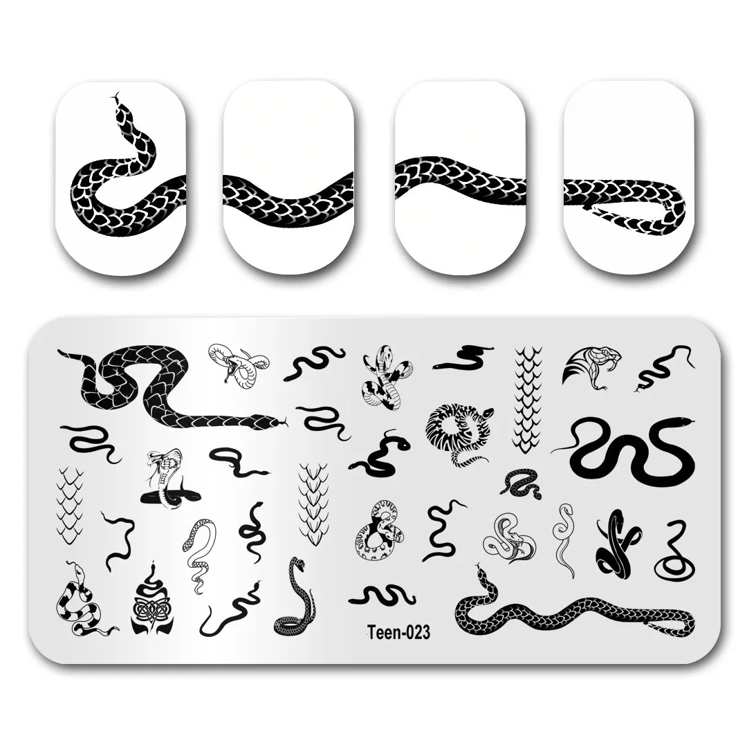 

1PC Nail Printing Board set Halloween flame leopard, Nail Stencils Stamping Plate snake motifs nail art DIY stamping template