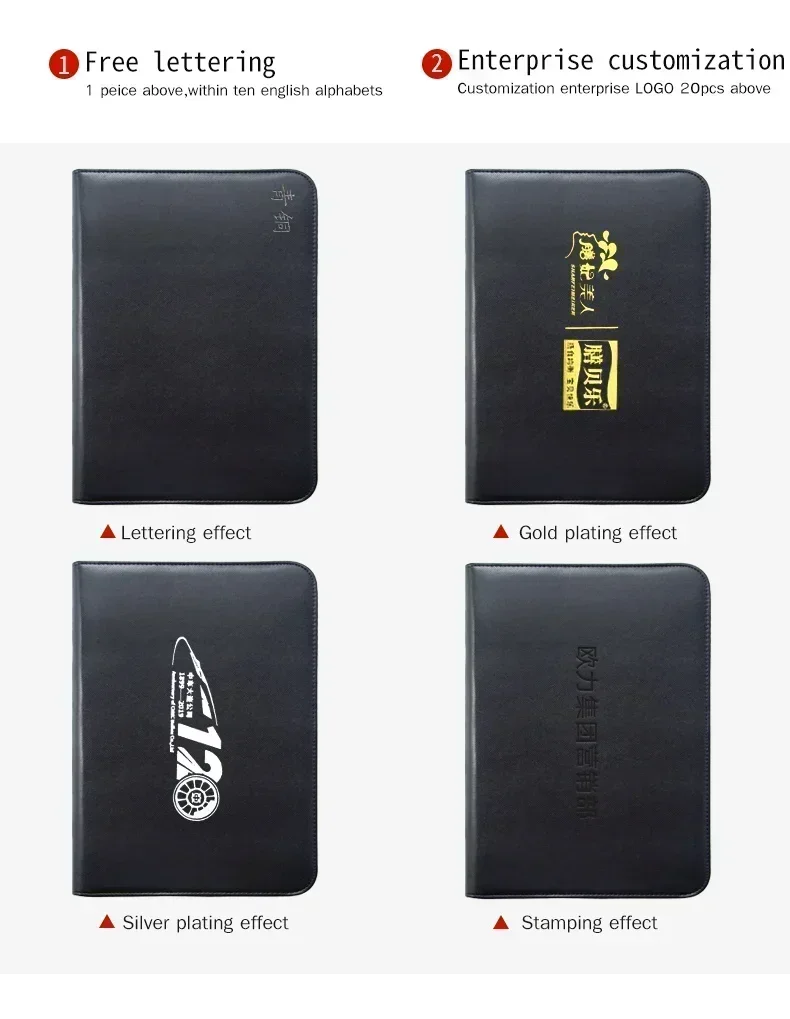 File Portfolio Document Zipper Office Leather PU Folder School Padfolio document bag,leather folder,office padfolio