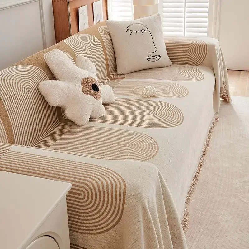 Nordic Tassel Throw Blanket Single Full Four Season Cotton Sofa Cover Dust Anti cat Scratch Protection Cover Sofa Blanket Carpet