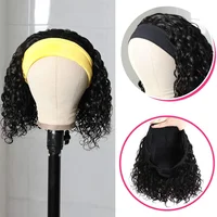 10-14 Inch Deep Wave Headband Wig Human Hair Curly Headband Wigs For Women Short Bob Wig Full Machine Made No Glue Under $40 2