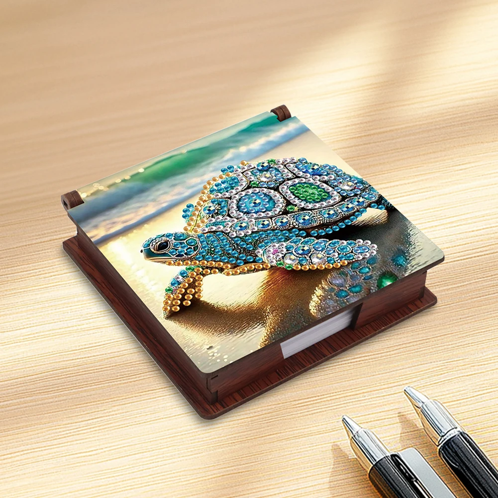 Animals Diamond Painting Notecard Box Contains 160 Sheets of Paper Gem Painting Memo Pad Holder Mosaic Kit for Adults Beginners