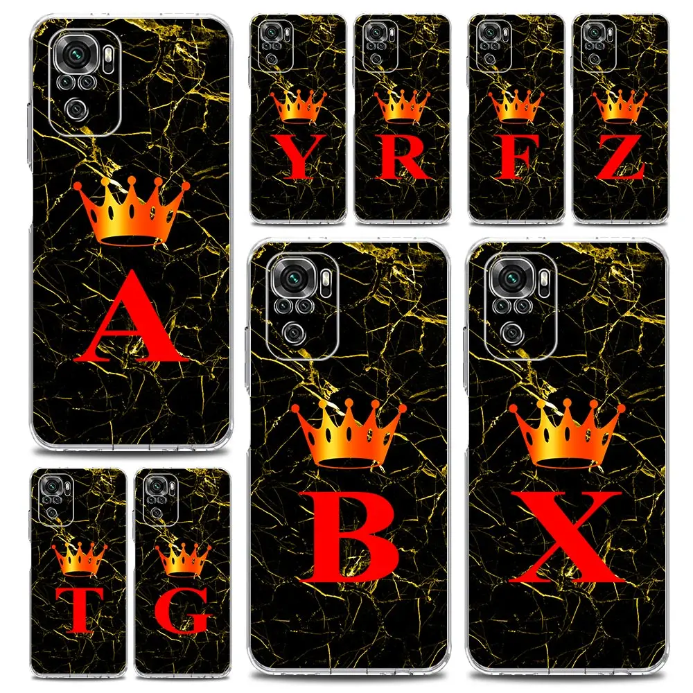 Luxury Marble Letter Crown TPU Phone Case Cover