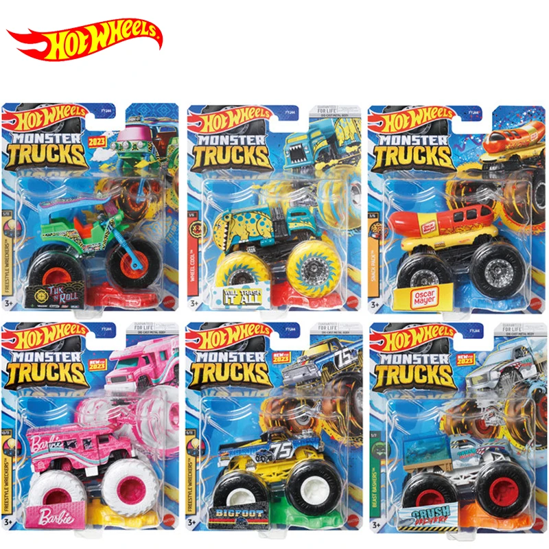 

Genuine Hot Wheels Monster Trucks Car Shark Wreak Oscar Mayer Carro Diecast 1/64 Tuk N'roll Kids Toys for Boys Children Gift